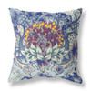 20 Blue Gray Flower Bloom Suede Throw Pillow