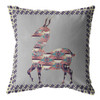 28" Purple Cream Boho Deer Indoor Outdoor Throw Pillow
