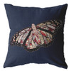 18" Denim Blue Butterfly Indoor Outdoor Zippered Throw Pillow