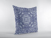 26 Indigo White Boho Ornate Indoor Outdoor Zippered Throw Pillow