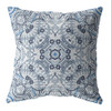 20 Light Blue Boho Ornate Indoor Outdoor Zippered Throw Pillow