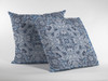 20 Light Blue Boho Ornate Indoor Outdoor Zippered Throw Pillow