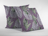 18 White Purple Tropical Leaf Indoor Outdoor Zippered Throw Pillow