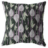 16 Black Purple Fall Leaves Suede Throw Pillow