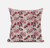 20" Red White Roses Zippered Suede Throw Pillow