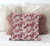 20" Red White Roses Zippered Suede Throw Pillow