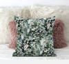 20" Green Gray Springtime Zippered Suede Throw Pillow