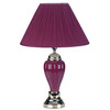 Silver and Magenta Table Lamp with Magenta Shade