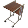 Modern Brown Faux Woodgrain Metal Laptop Cart Desk