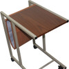 Modern Brown Faux Woodgrain Metal Laptop Cart Desk