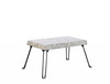 31" Black and White Postcard Microfiber Folding Bench