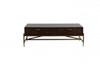 Modern Dark Mango Acacia and Brass Coffee Table