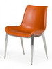 Set of Two Cognac Faux Leather Modern Dining Chairs