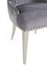 Set of Two Grey Velvet Tufted Dining Chairs