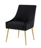 Set of Two Black Gold Velvet Dining Chairs