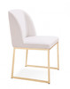 Set of Two White Gold  Faux Leather Fabric Dining Chairs