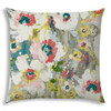 Gray Floral Painted Indoor Outdoor Zippered Pillow Cover
