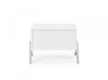 Modern Silky White Nightstand with One Drawer and Steel Legs