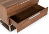 Contemporary Walnut and Stainless Steel Nightstand with Two Drawers