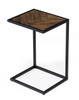 Modern Rustic Brown and Black Chevron Wood and Metal Snack Table