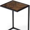 Modern Rustic Brown and Black Chevron Wood and Metal Snack Table