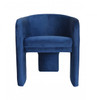 28" Contemporary Royal Blue Gray Velvet Three Legged Chair