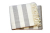 Cream and Gray Slanted Stripe Fringed Throw Blanket