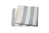 Cream and Sky Blue Slanted Stripe Fringed Throw Blanket