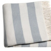 Cream and Sky Blue Slanted Stripe Fringed Throw Blanket