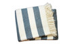 Cream and Slate Slanted Stripe Fringed Throw Blanket