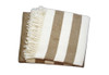 Cream and Stone Slanted Stripe Fringed Throw Blanket
