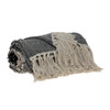 Boho Beige and Black Handloom Weave Throw with Decorative Tassels