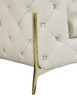 Glam Beige and Gold Tufted Leather Armchair