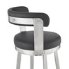 26" Chic Black Faux Leather with Stainless Steel Finish Swivel Bar Stool