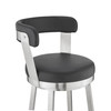 30" Chic Black Faux Leather with Stainless Steel Finish Swivel Bar Stool