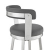 26" Chic Grey Faux Leather with Stainless Steel Finish Swivel Bar Stool