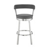 30" Chic Grey Faux Leather with Stainless Steel Finish Swivel Bar Stool