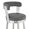 30" Chic Grey Faux Leather with Stainless Steel Finish Swivel Bar Stool