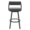 26" Timeless Slate Grey Faux Leather Silver Finish Swivel Counter Stool