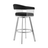 30" Mod Black Faux Leather Brushed Silver Finish Swivel Bar Stool