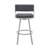 26" Timeless Slate Grey Faux Leather Silver Finish Swivel Bar Stool