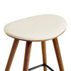 26" Cream Faux Leather Backless Wooden Bar Stool