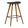 26" Brown Faux Leather Backless Wooden Bar Stool