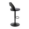 Gray Upholstered Black Base Adjustable Swivel Bar Stool