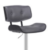 Adjustable Gray Tufted Faux Leather Black and Chrome Swivel Barstool.