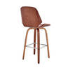 26" Brown Faux Leather Swivel Seat Wooden Bar Stool