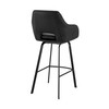 26" Black on Black Faux Leather Comfy Swivel Counter Stool