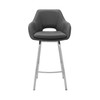 30" Gray on Stainless Faux Leather Comfy Swivel Bar Stool