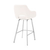 26" White Faux Leather and Stainless Steel Swivel Counter Stool