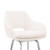 30" White Faux Leather and Stainless Steel Bar Stool